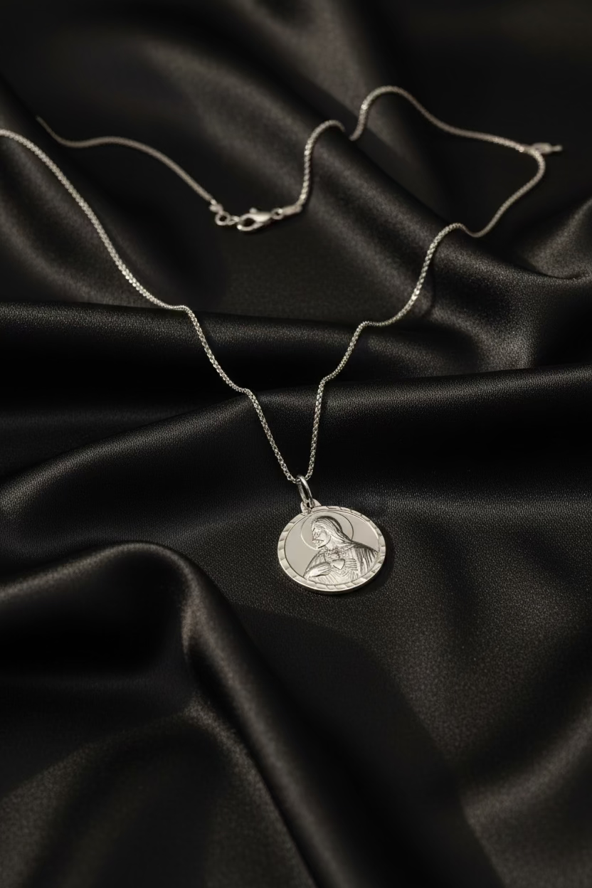 White Gold Religious Necklace
